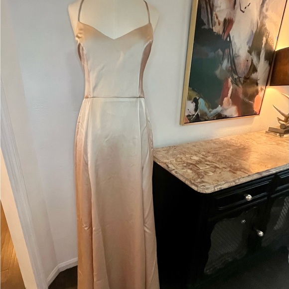 Show Me Your Mumu Godshaw Goddess Gown Large New w/ tags champagne luxe satin L - Picture 9 of 16